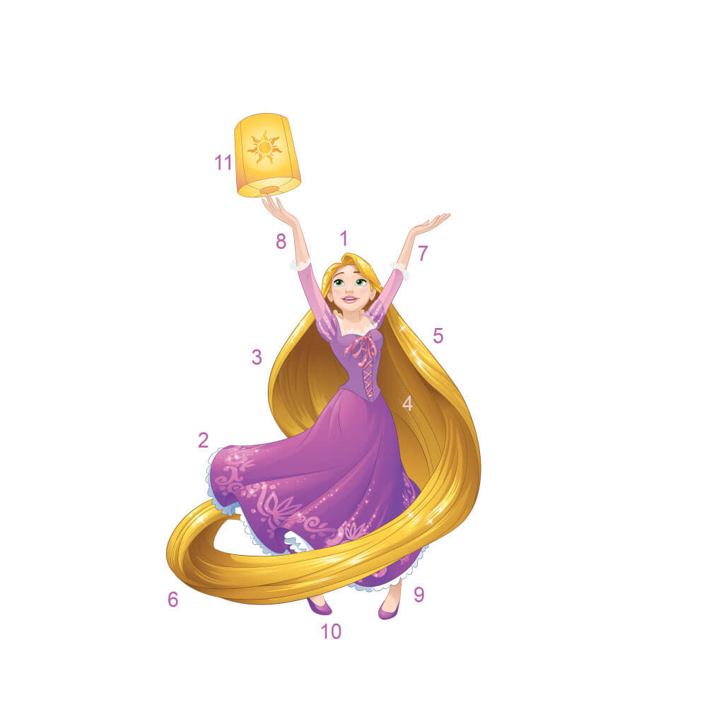 Disney Princess Rapunzel Sparkling Wall Decal w/Glitter Assembled