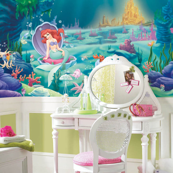 Disney The Little Mermaid Prepasted Wall Mural Installed