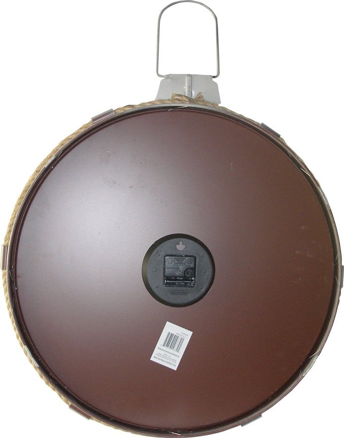 White Rope Wall Clock w/Rustic Ring Accent 21"x27" Back