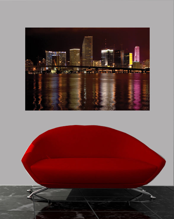 Night Miami Wall Decal Poster Installed
