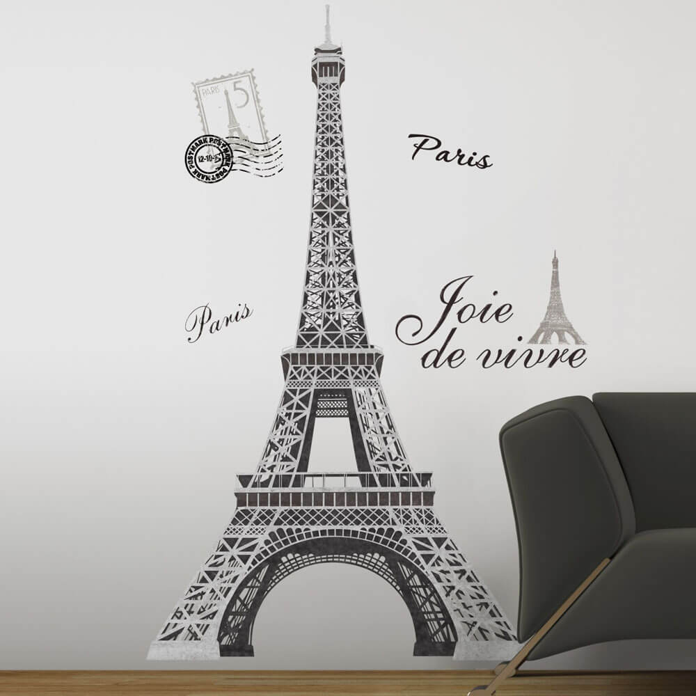 Eiffel Tower Giant Wall Decal Installed