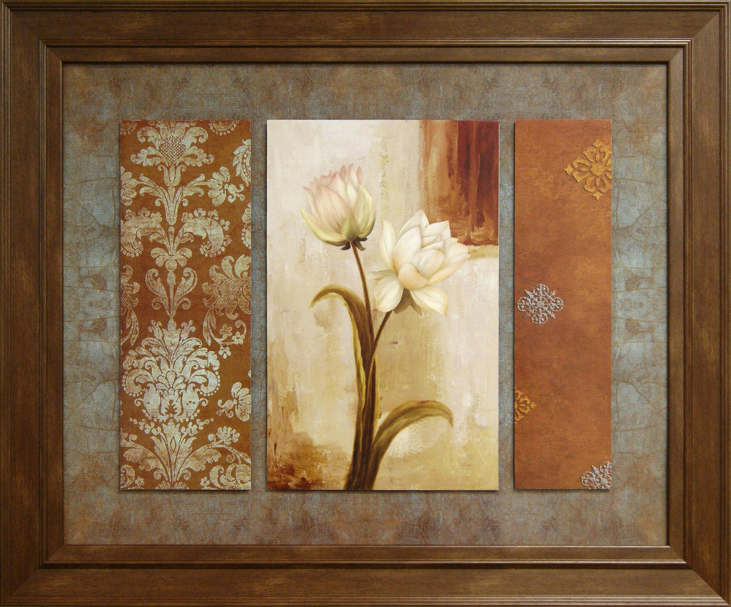 Raised Triple Flower Framed Art 29.5"x35.25"