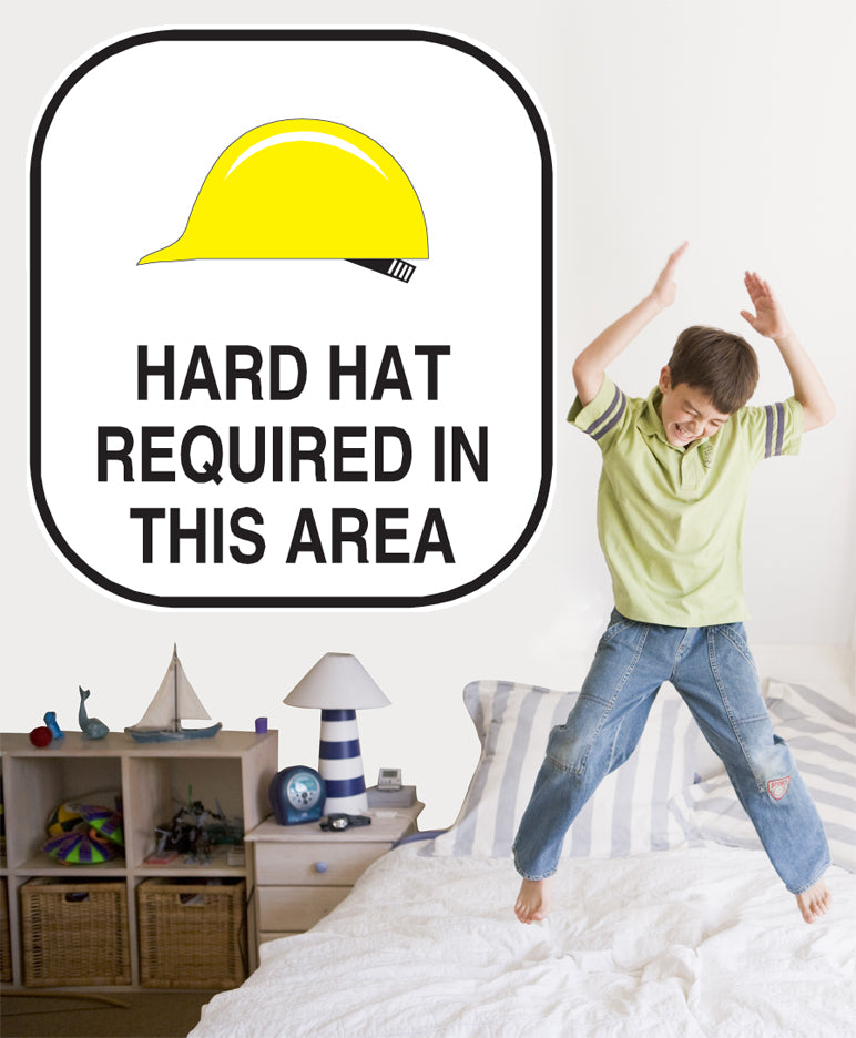 Hard Hat Sign Wall Decal Installed