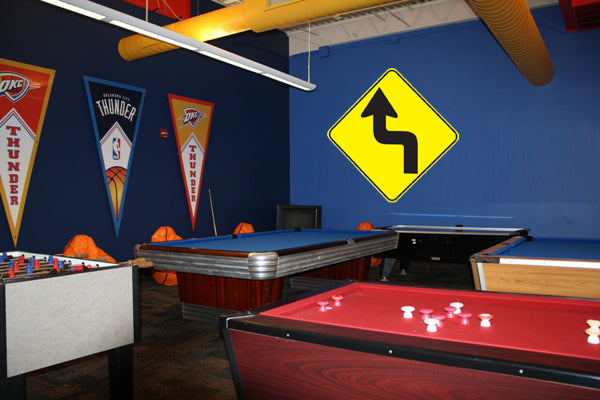 Sharp Turn Sign Wall Decal Installed