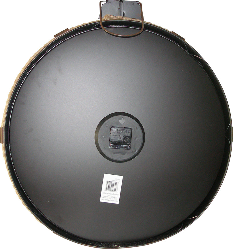 Brown Rope Wall Clock w/Rustic Ring Accent 21"x27" Back