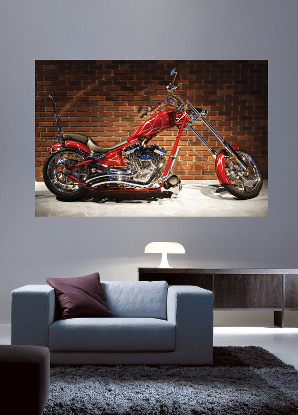 Custom Chopper Wall Decal Poster Installed