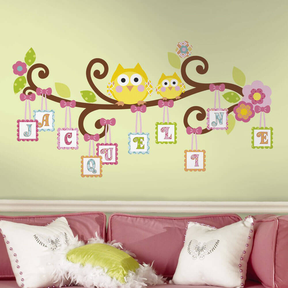 Giant Scroll Tree Letter Branch Wall Decals Installed