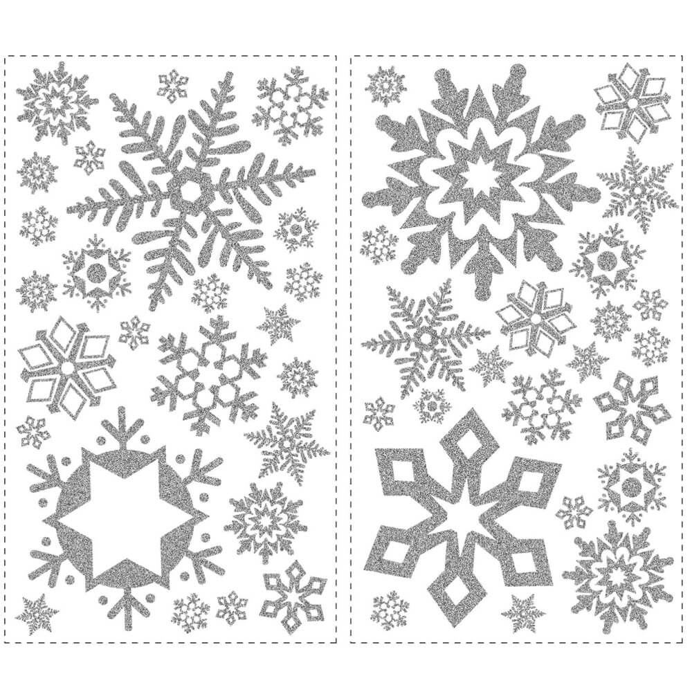 Glitter Snowflakes Wall Decals Printed Sheet
