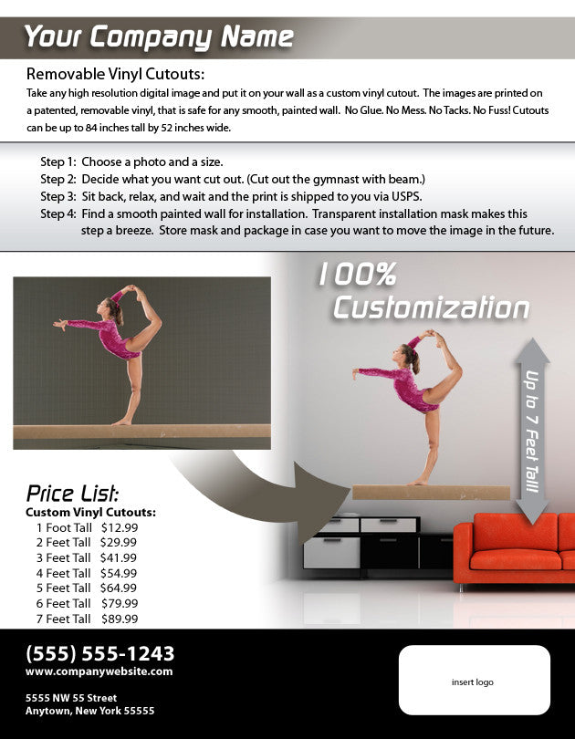 Reusable 7 Mil Vinyl Wall Decor Fabric/6 Mil Photo-Tex Fabric Wall Decal Sell Sheets