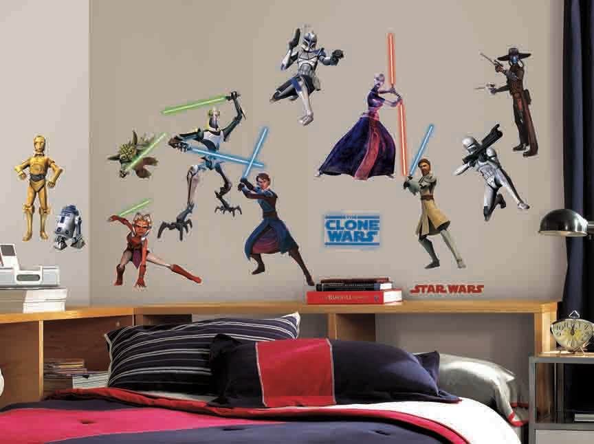 Star Wars "Clone Wars" Wall Decal Cutouts Installed