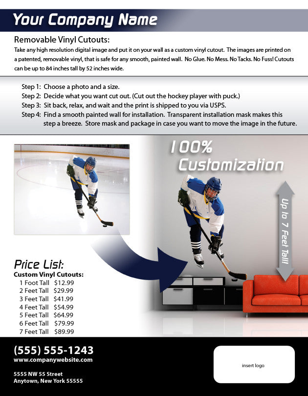 Reusable 4 Mil Vinyl Wall Decal Sell Sheets