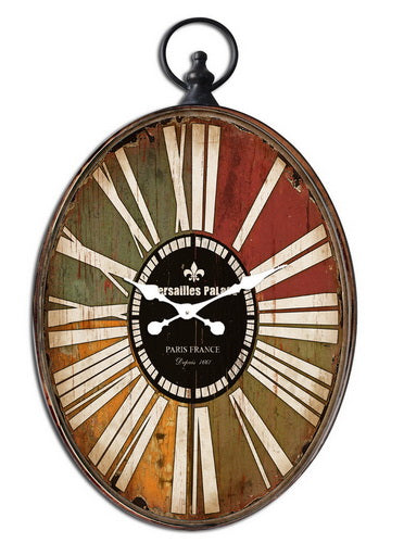 Oval Multi-Color Wall Clock w/Ring Accent 17"x28"