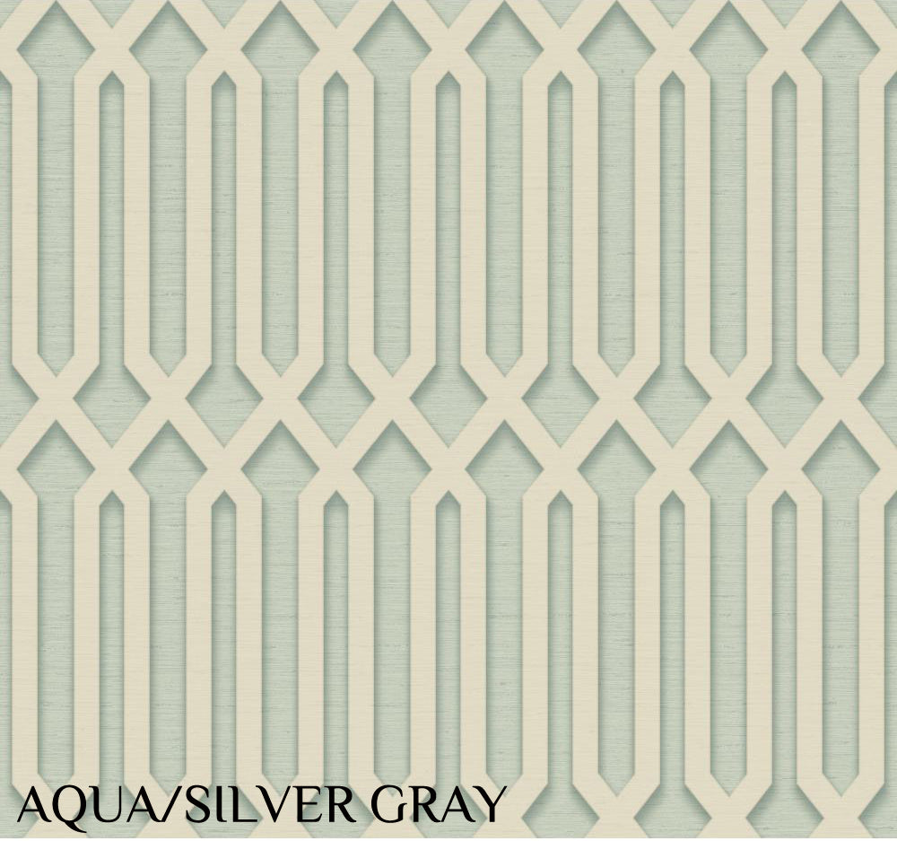 Antonine Vella "Dimensional Effects-Oriana" Aqua/Silver Gray Wallpaper