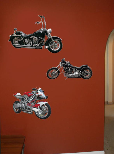 Motorcylce Multi-Pack Wall Decal Cutouts Installed