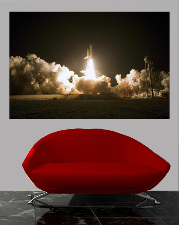 Space Shuttle Launch Wall Decal Poster Installed
