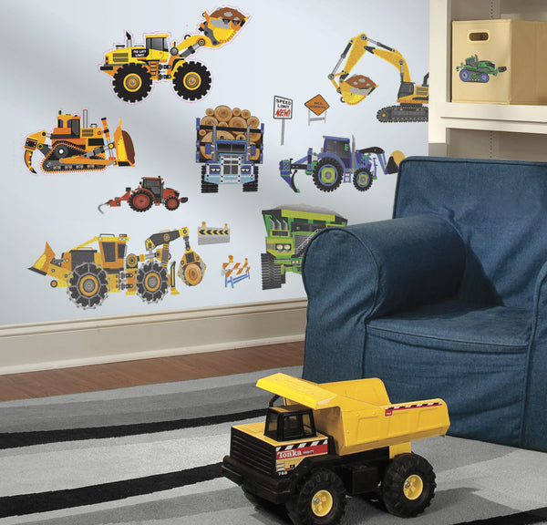 Speed Limit Construction Vehicle Wall Decals Installed