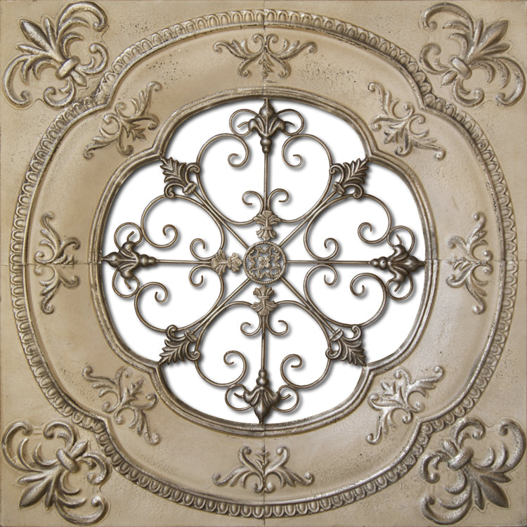 Cutout Center Beige Metal Wall Tile 36"x36"