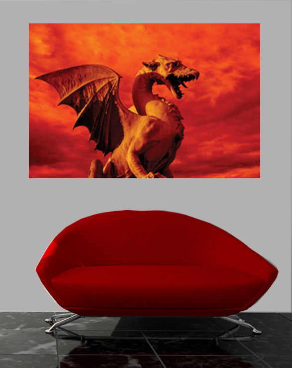 Red Dragon Wall Decal Poster Installed