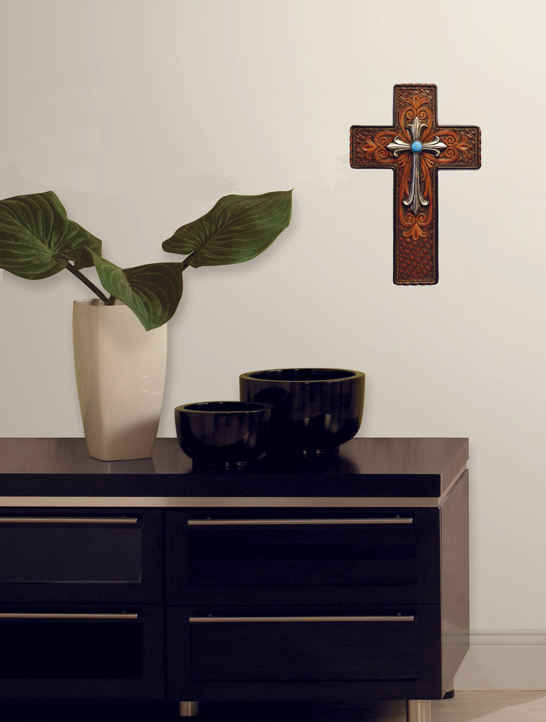 Woven Pattern Cross 8"x12" Installed