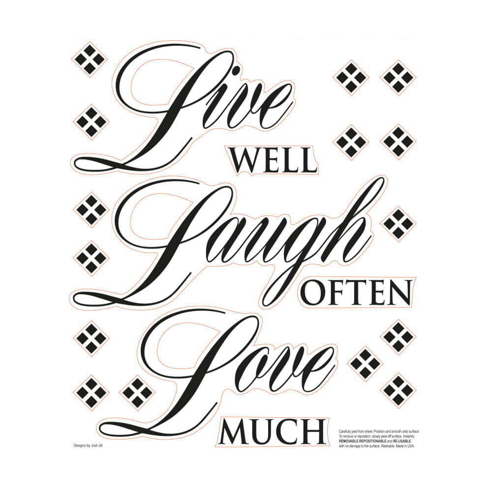 Wallhogs Live Well, Laugh Often, Love Much Quote Wall Decals Printed Sheet