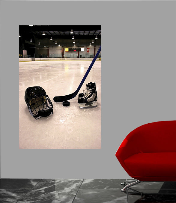 Hockey Equipment II Wall Decal Poster Installed