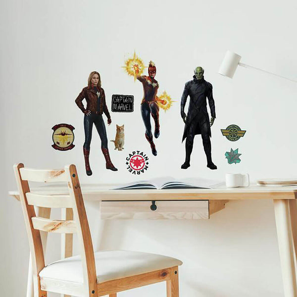 Marvel Comics Captain Marvel Wall Decals Installed