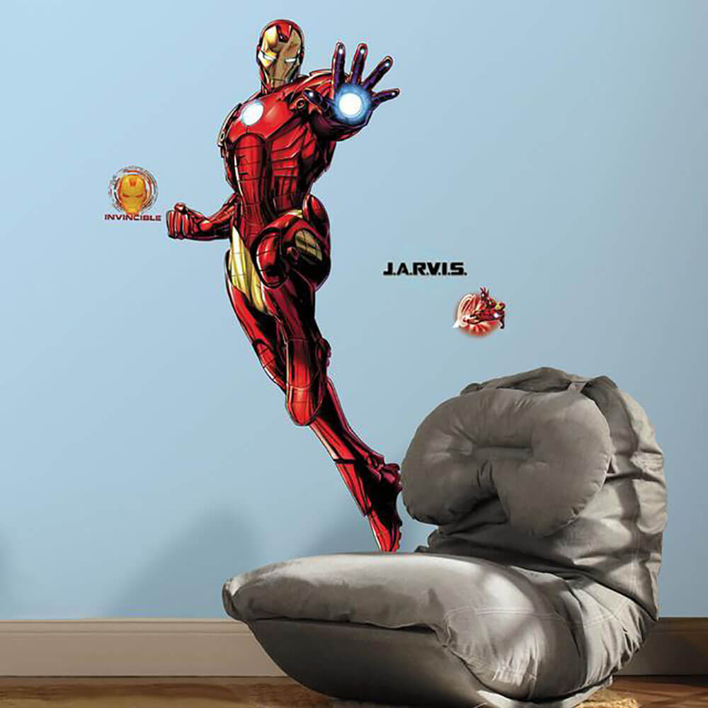 Marvel Comics Iron Man Glow Wall Decal Installed
