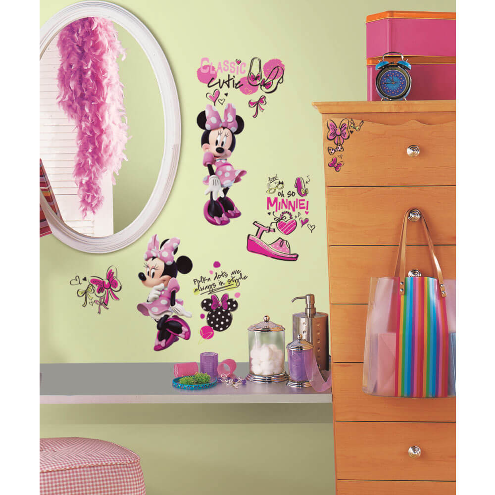Disney Mickey & Friends Minnie Fashionista Wall Decals Installed
