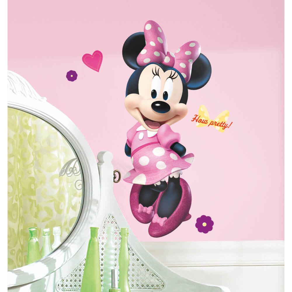 Disney Minnie Mouse Bow-tique Giant Wall Decal Installed