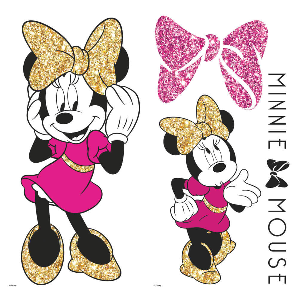 Disney Minnie Mouse Wall Decals w/Glitter Printed Sheet2