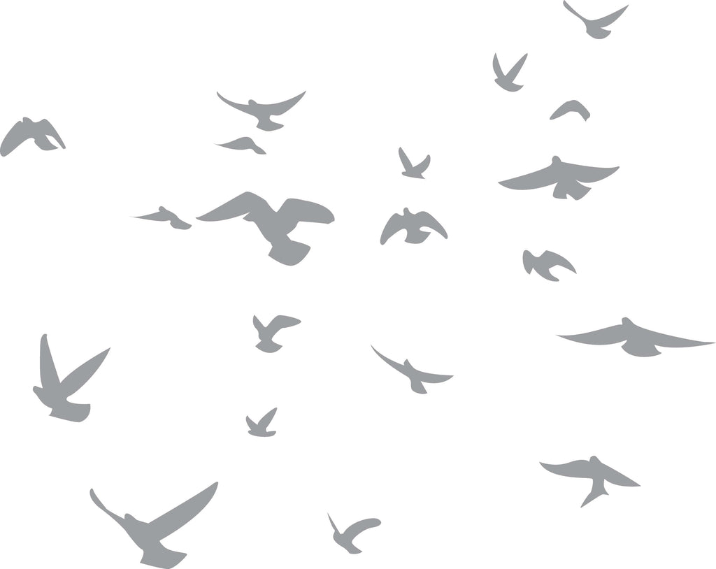 Soaring Birds Gray Silhouette Wall Decal Set