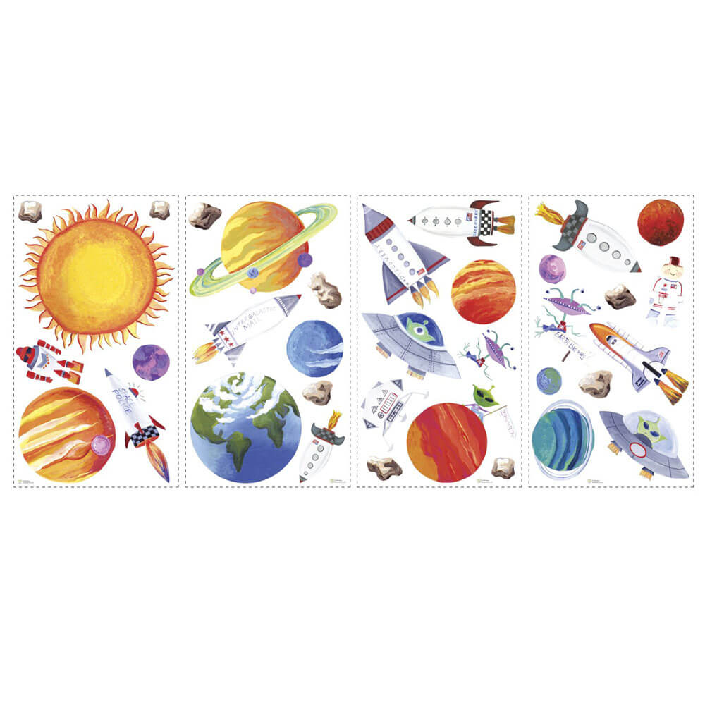 Outer Space Wall Decals Printed Sheet