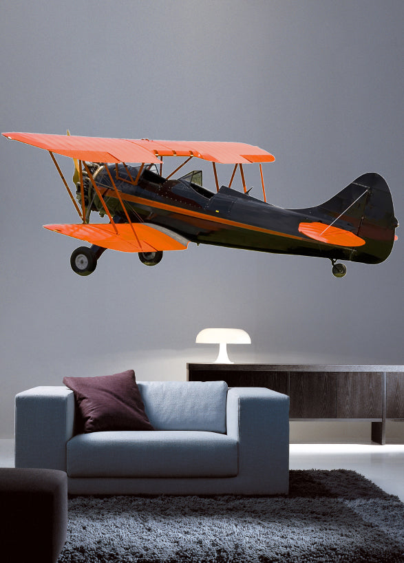 Vintage Biplane Wall Decal Cutout Installed