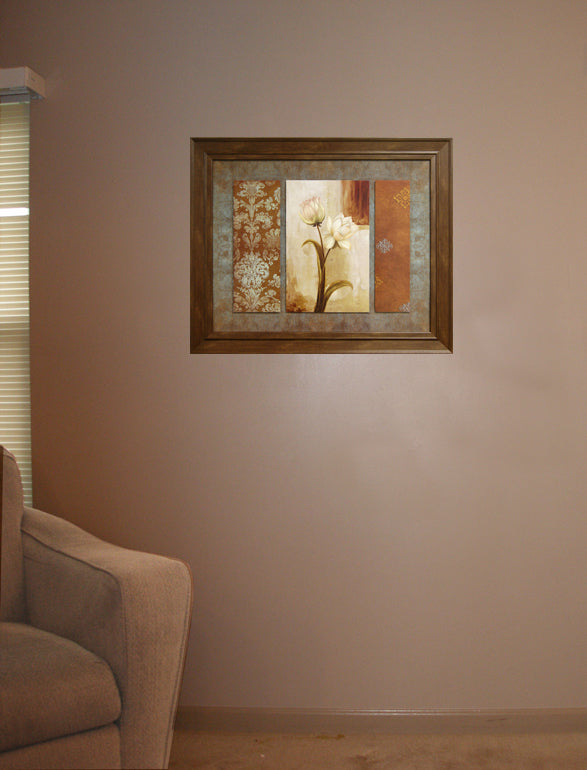 Raised Triple Flower Framed Art 29.5"x35.25" Installed