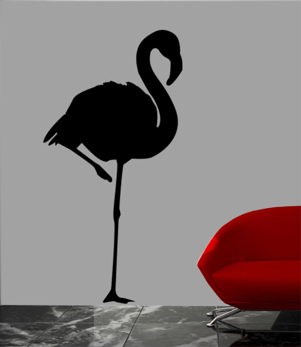Flamingo Silhouette Black Wall Decal Cutout Installed
