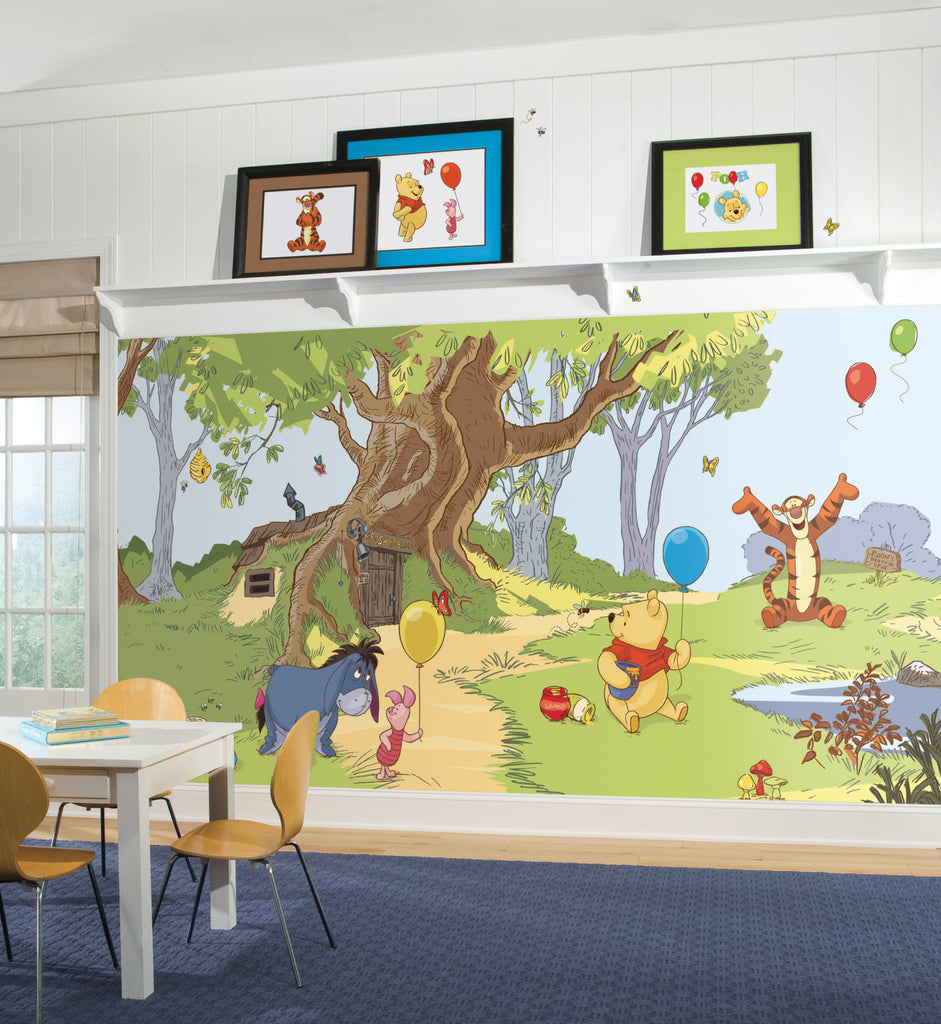 Disney Pooh & Friends Prepasted Wall Mural 10.5'W x 6'H Installed