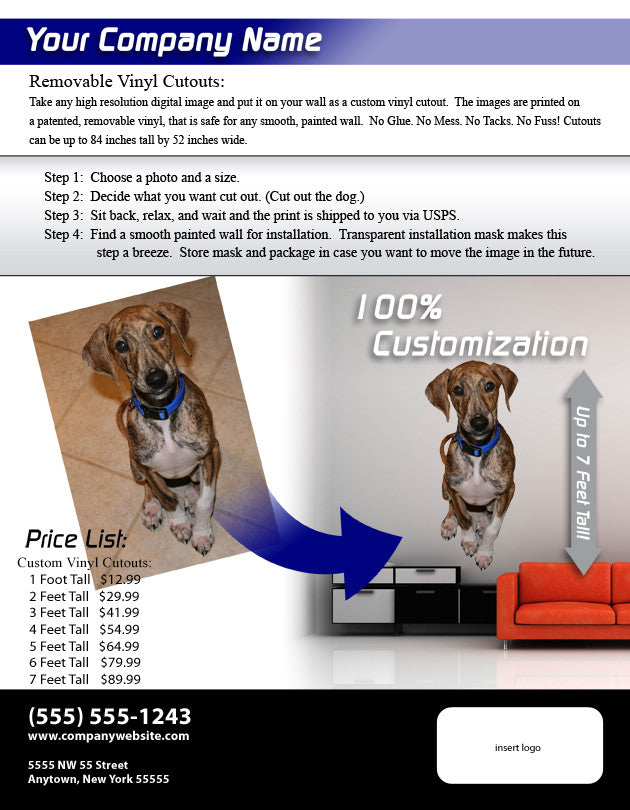 Reusable 4 Mil Vinyl Wall Decal Sell Sheets