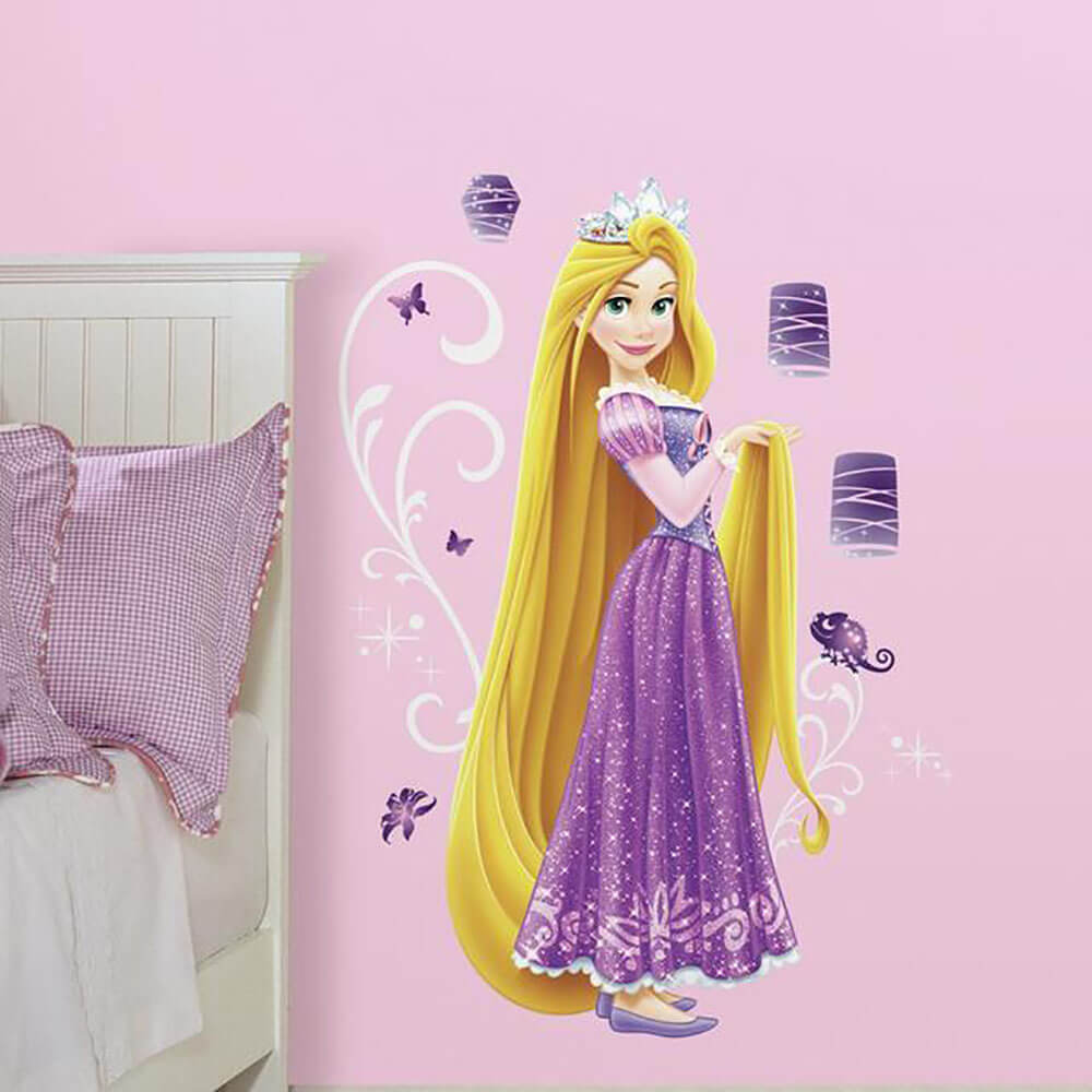 Disney Princess Rapunzel Giant Wall Decal w/Glitter Installed