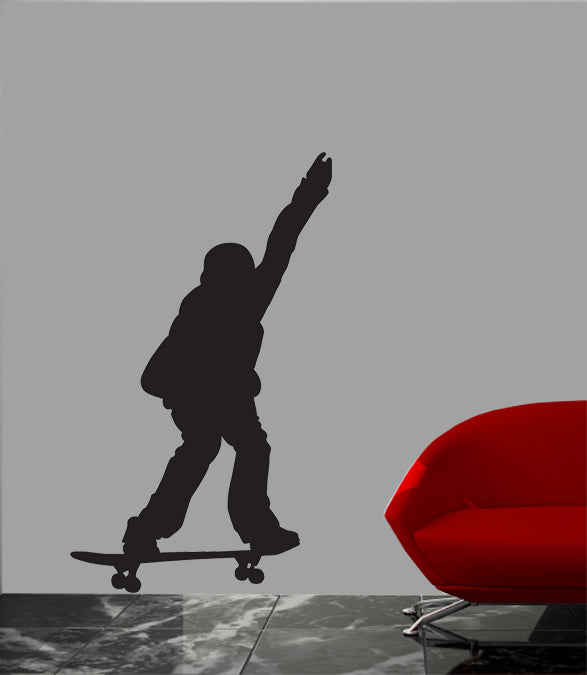 Skateboard Silhouette X Wall Decal Cutout Installed