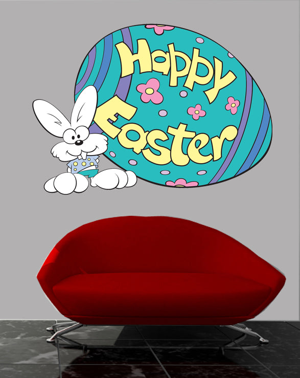 Happy Easter Wall Decal Cutout Installed