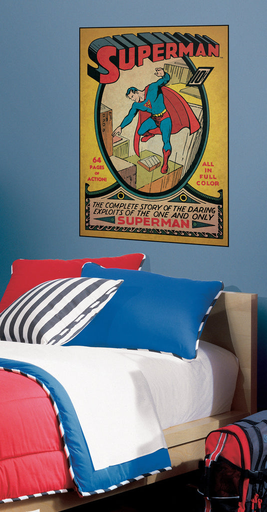 DC Comics "Superman" Comic Cover Wall Decal Installed