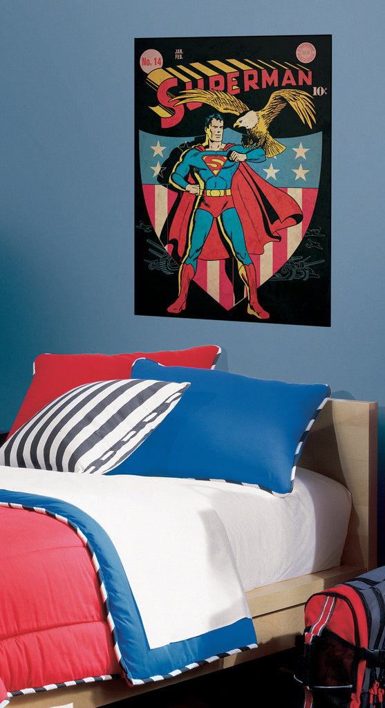 DC Comics "Superman" Patriotic Comic Cover Wall Decal Installed