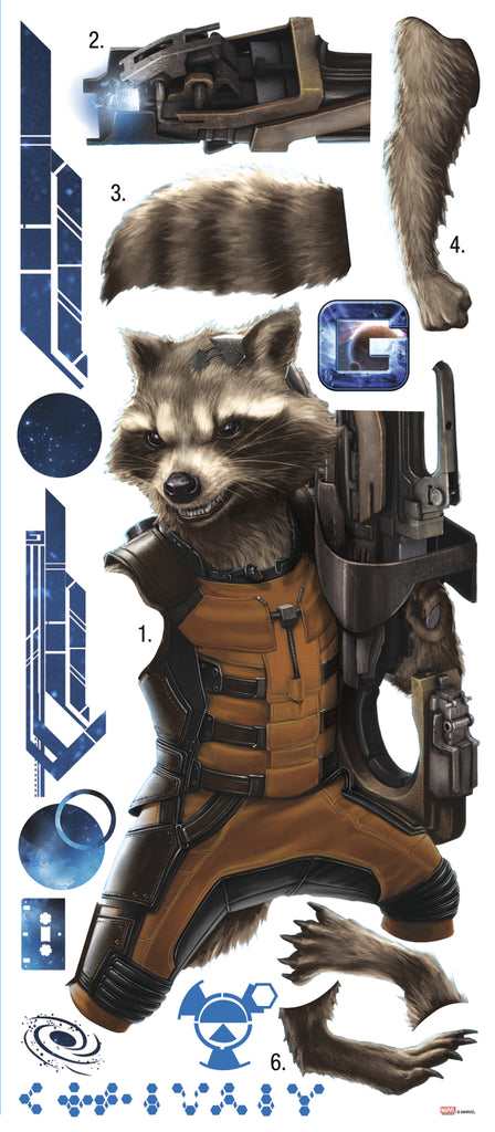 Marvel Comics "Guardians of the Galaxy" Rocket Wall Decal 18"x40" - CUSTOMER RETURNED CLEARANCE