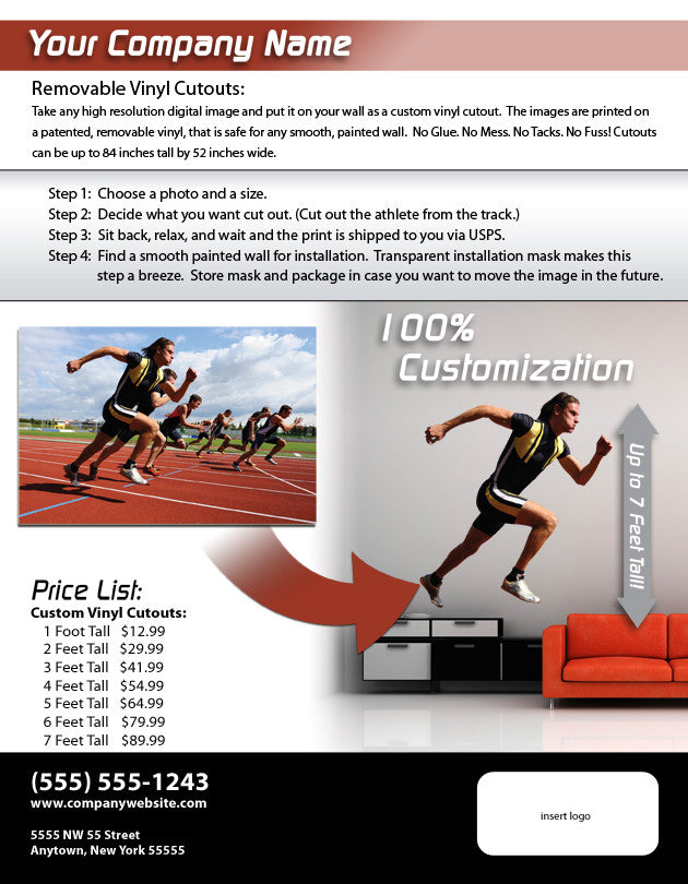 Reusable 7 Mil Vinyl Wall Decor Fabric/6 Mil Photo-Tex Fabric Wall Decal Sell Sheets