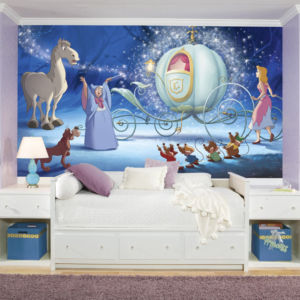 Disney Princess Cinderella Carraige Prepasted Wall Mural 10.5'W x 6'H Installed