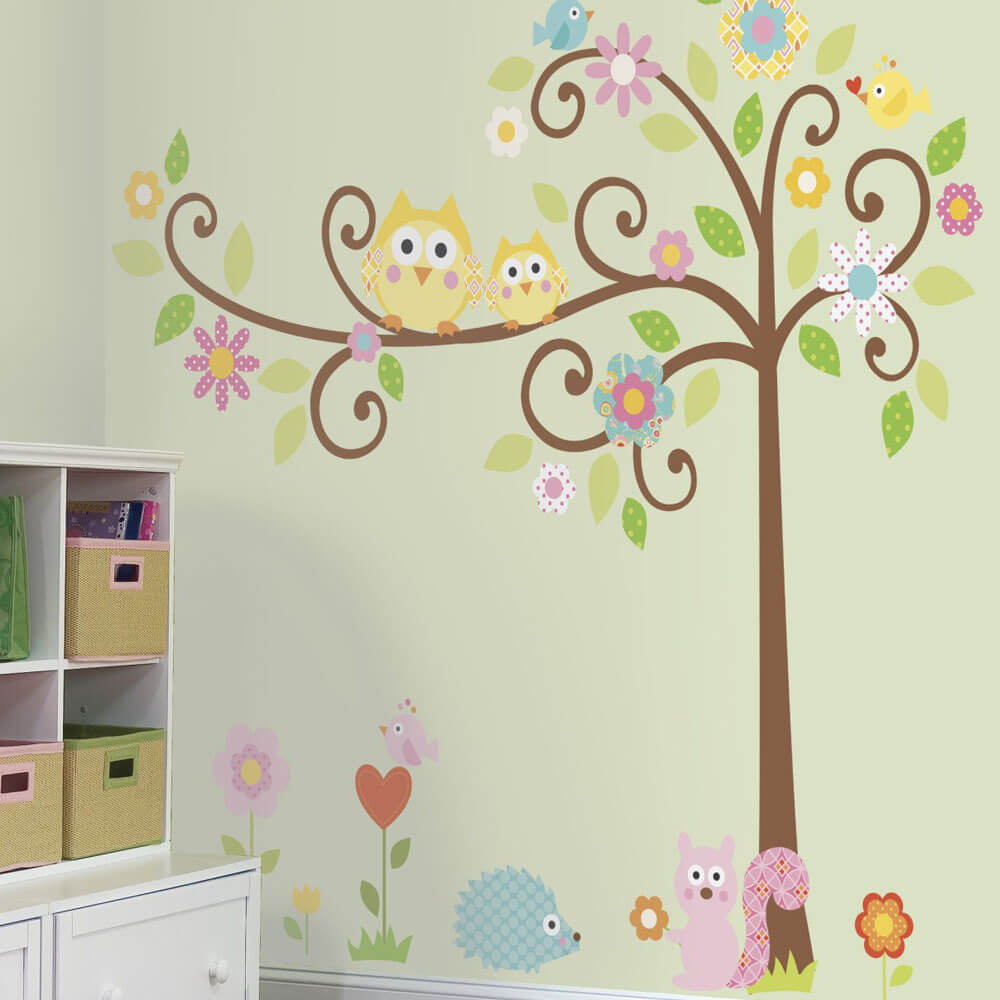 Scroll Tree Wall Decals Installed