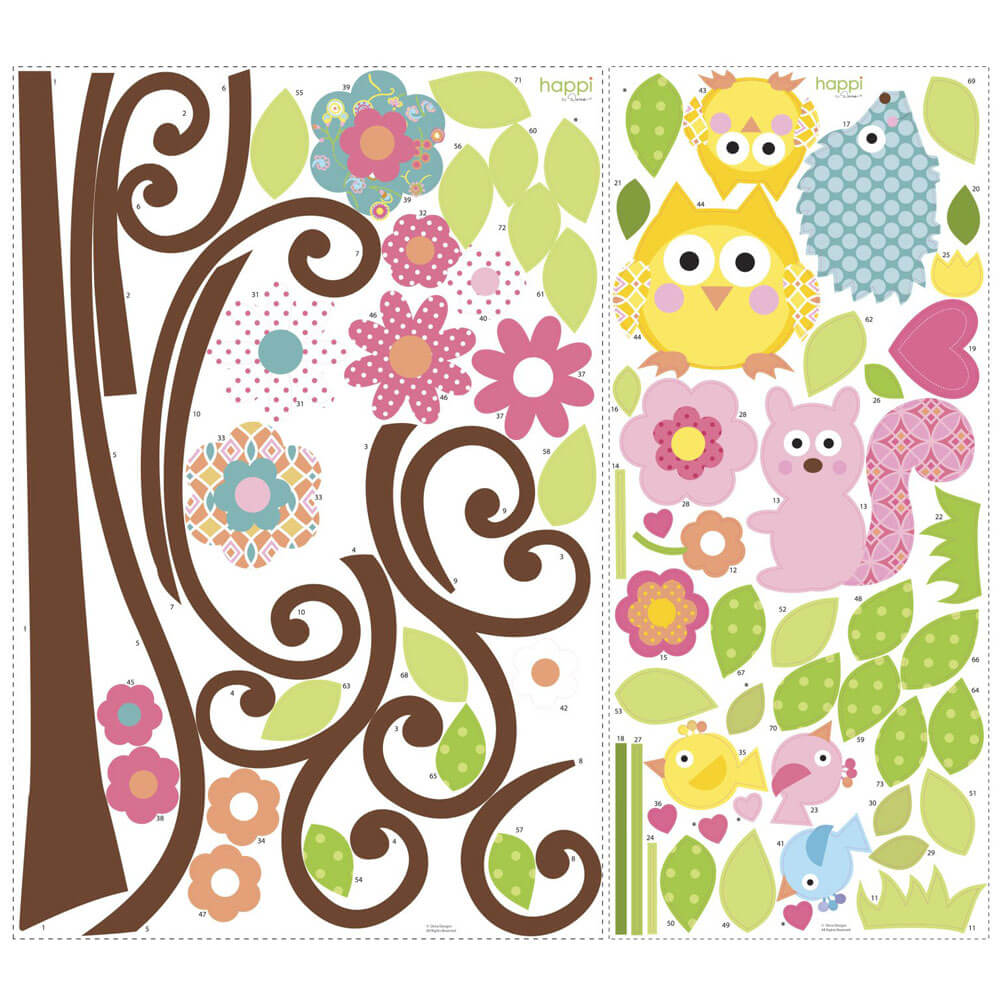 Scroll Tree Wall Decals Printed Sheet