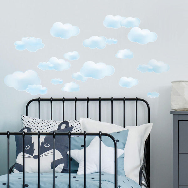 Sky Blue Cloud Wall Decals Installed