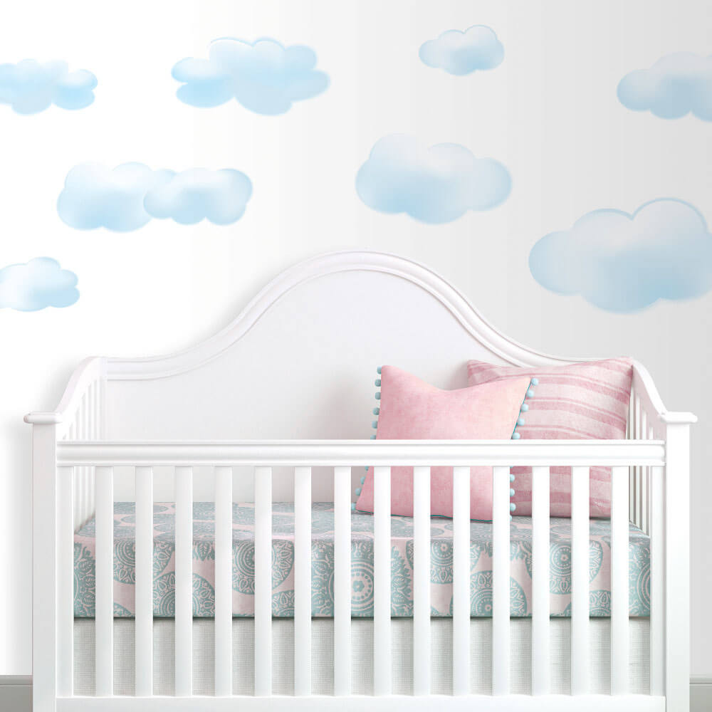 Sky Blue Cloud Wall Decals Installed Nursery