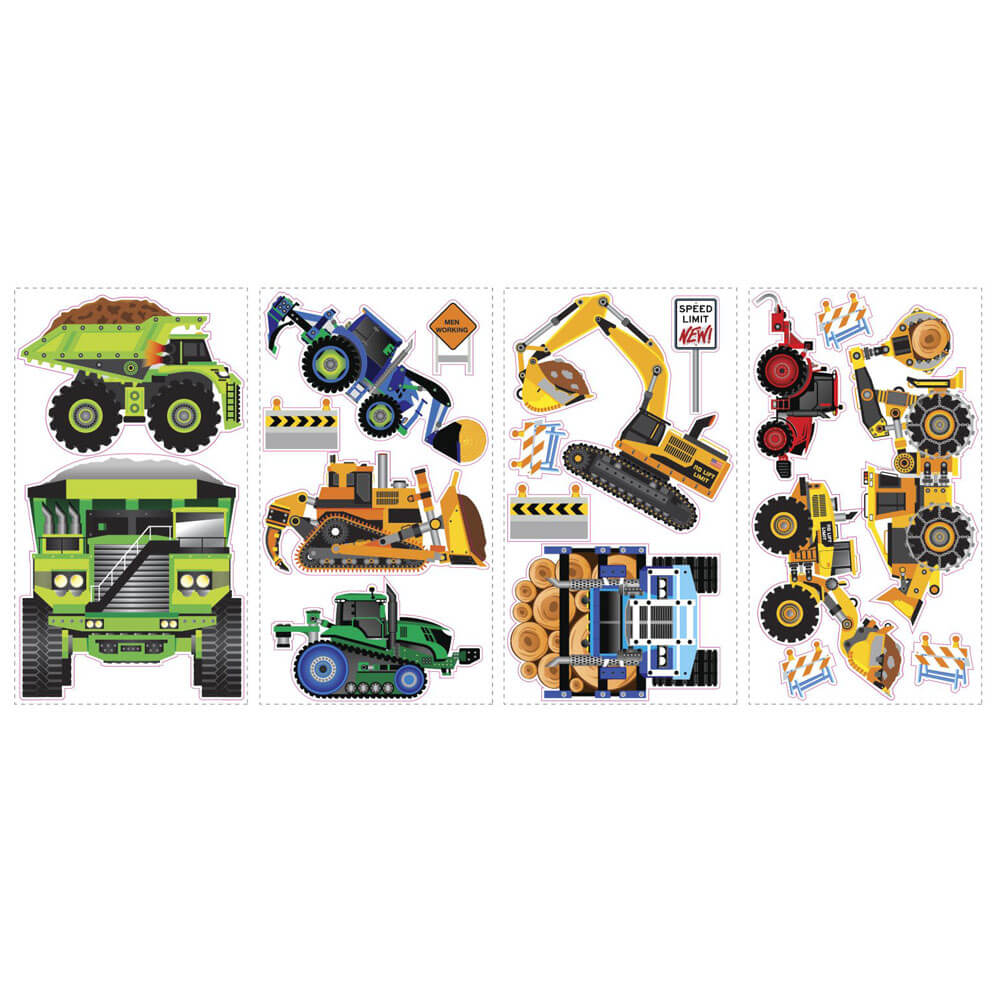 Speed Limit Construction Vehicle Wall Decals Printed Sheet